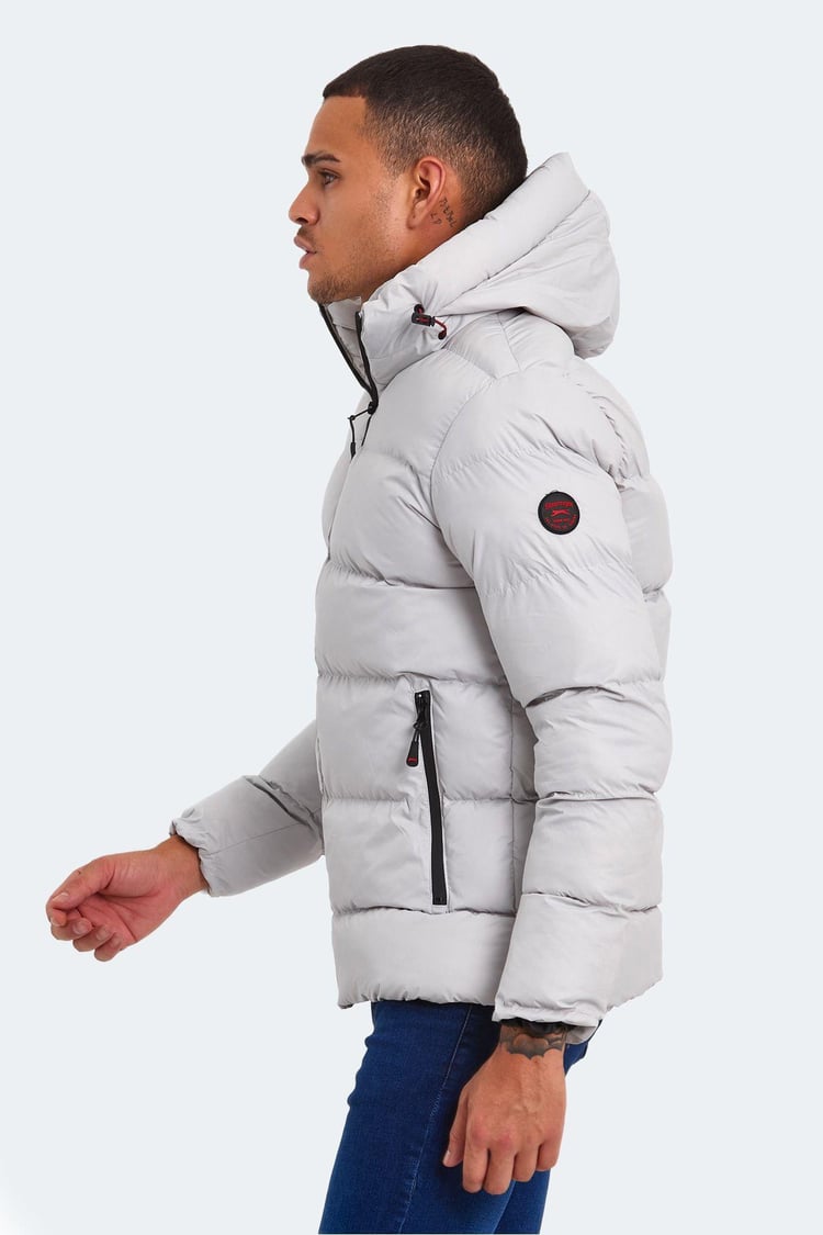 Slazenger St22Je001-280 Taş Gri Erkek Hank Kapşonlu Şişme Mont