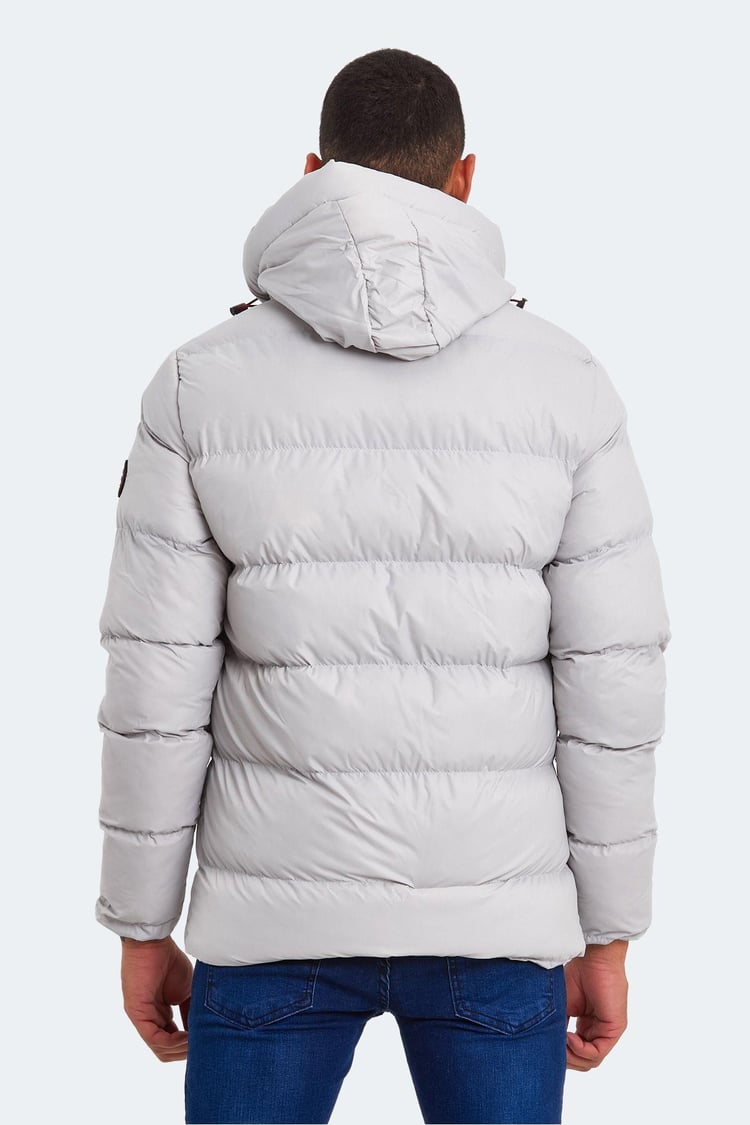 Slazenger St22Je001-280 Taş Gri Erkek Hank Kapşonlu Şişme Mont