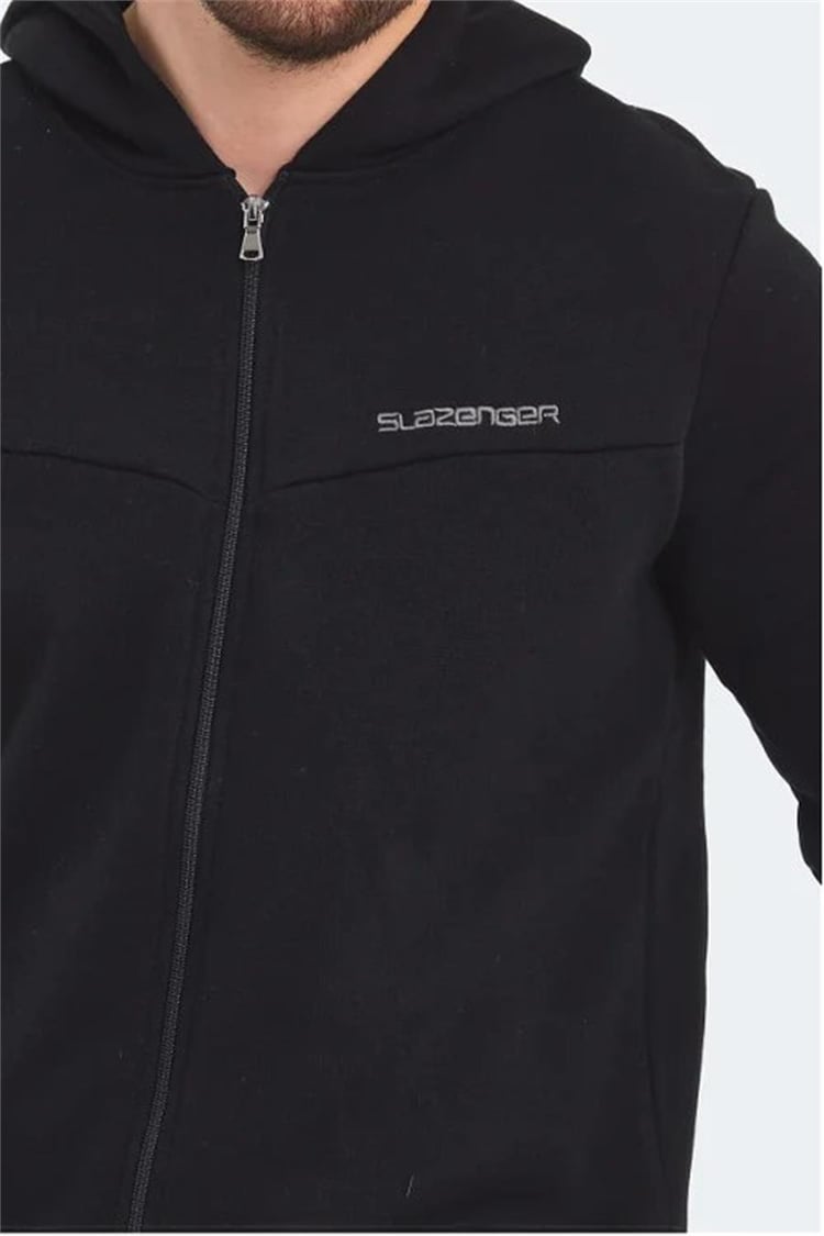 Slazenger St22We095-500 Back Siyah Erkek Fermuarlı Sweatshirt