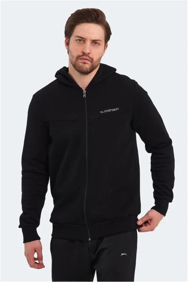 Slazenger St22We095-500 Back Siyah Erkek Fermuarlı Sweatshirt
