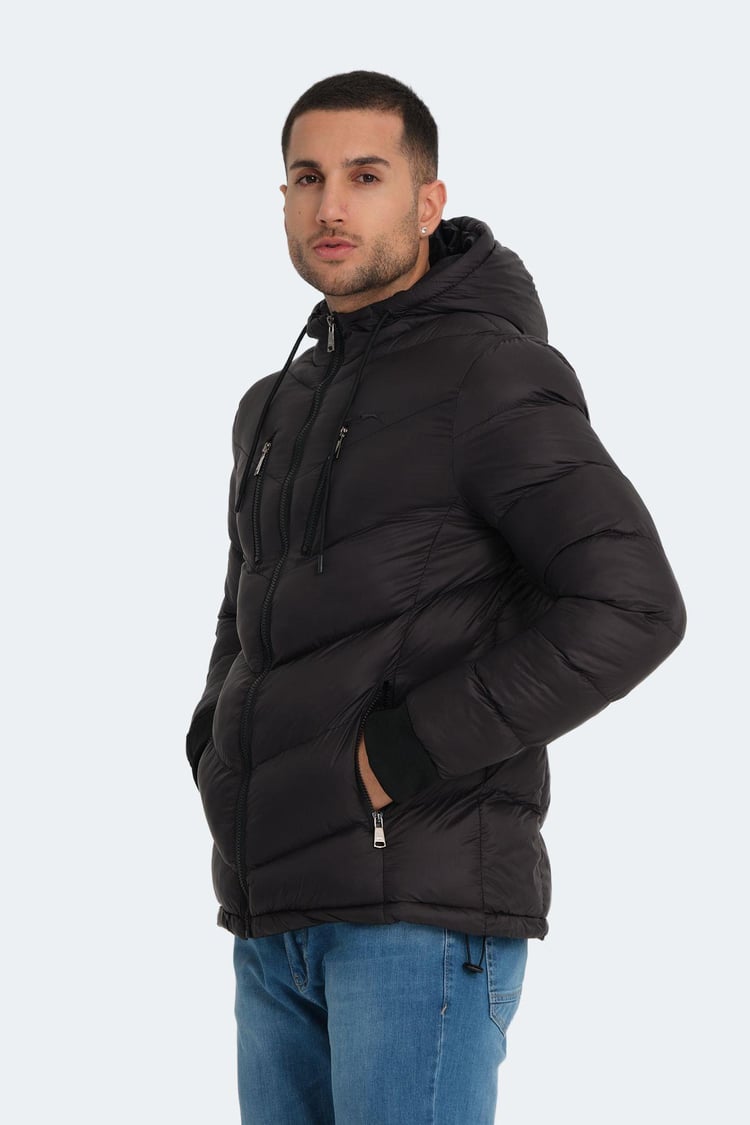 Slazenger St23Je166-500 Siyah Erkek Witness Kapşonlu Şişme Mont