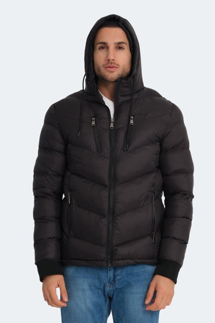 Slazenger St23Je166-500 Siyah Erkek Witness Kapşonlu Şişme Mont
