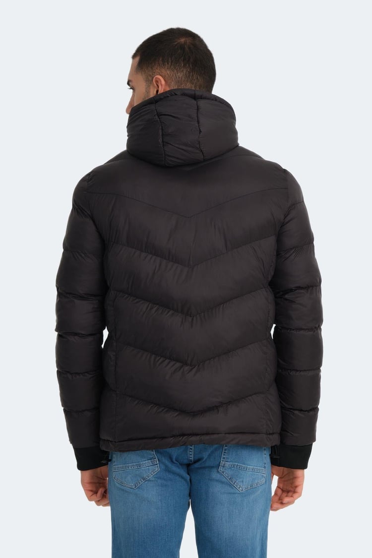 Slazenger St23Je166-500 Siyah Erkek Witness Kapşonlu Şişme Mont