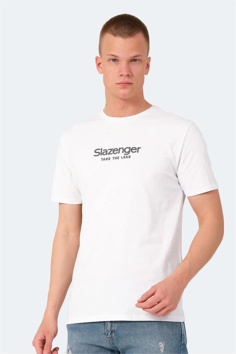 Slazenger Voıtto Beyaz Erkek Bısıklet Yaka T-Shırt