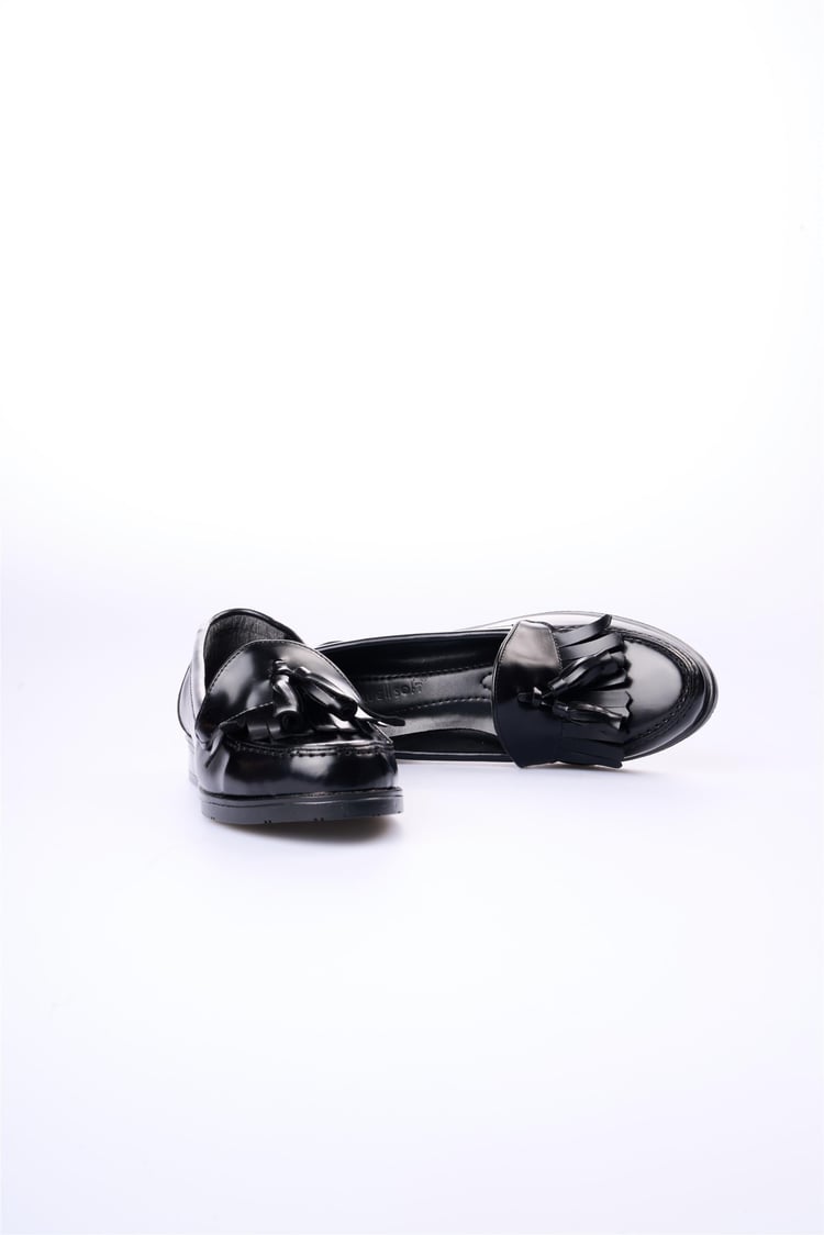 Swell Soft 10C01-01 Siyah Rugan Kadın Loafer Ayakkabı