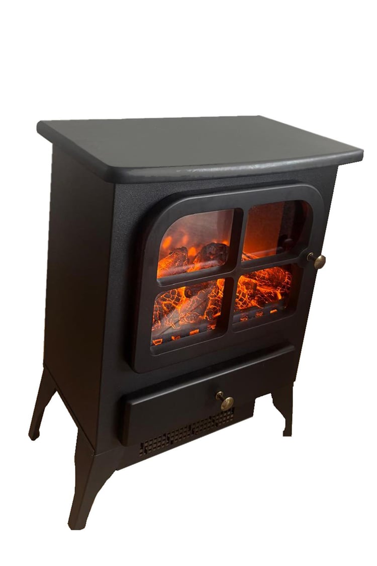 Tektes Elektrikli Şömine Isıtıcı 1850W Fanlı, Gerçek Alev Efektli Dekoratif Soba 