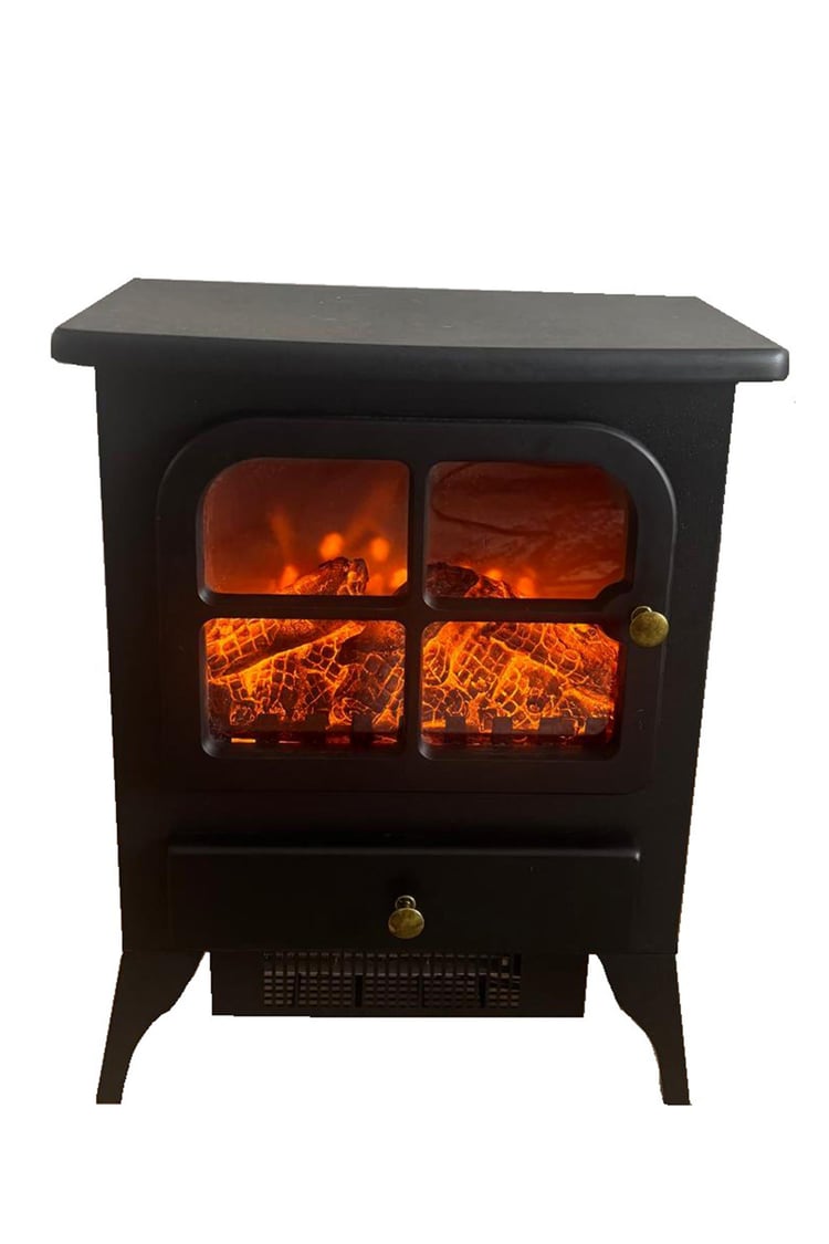 Tektes Elektrikli Şömine Isıtıcı 1850W Fanlı, Gerçek Alev Efektli Dekoratif Soba 
