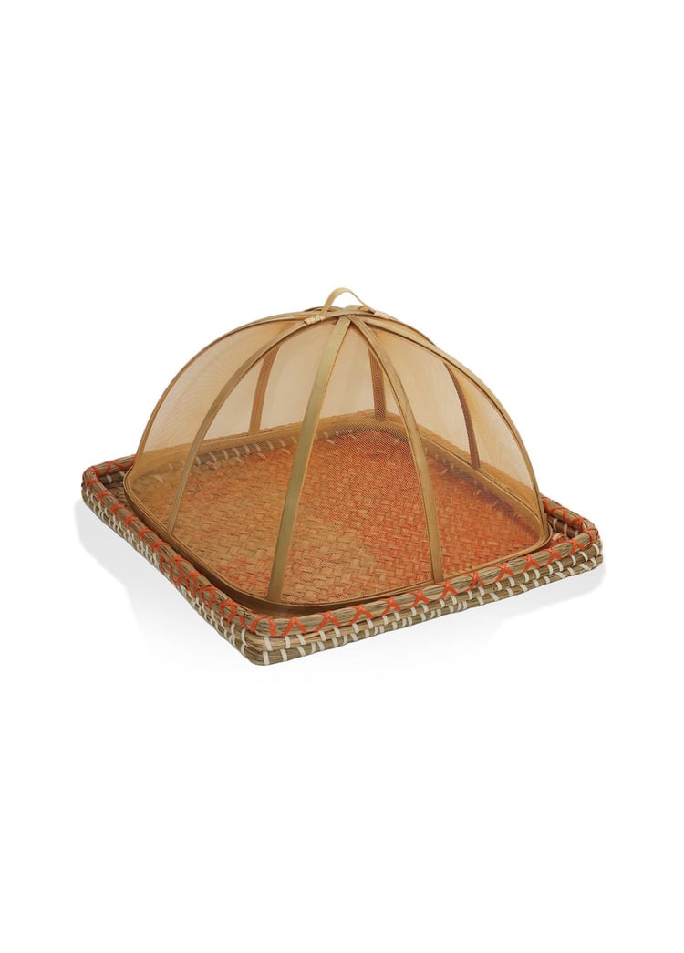 Transparan Bambu Hasır Tepsi 32x32x18 cm
