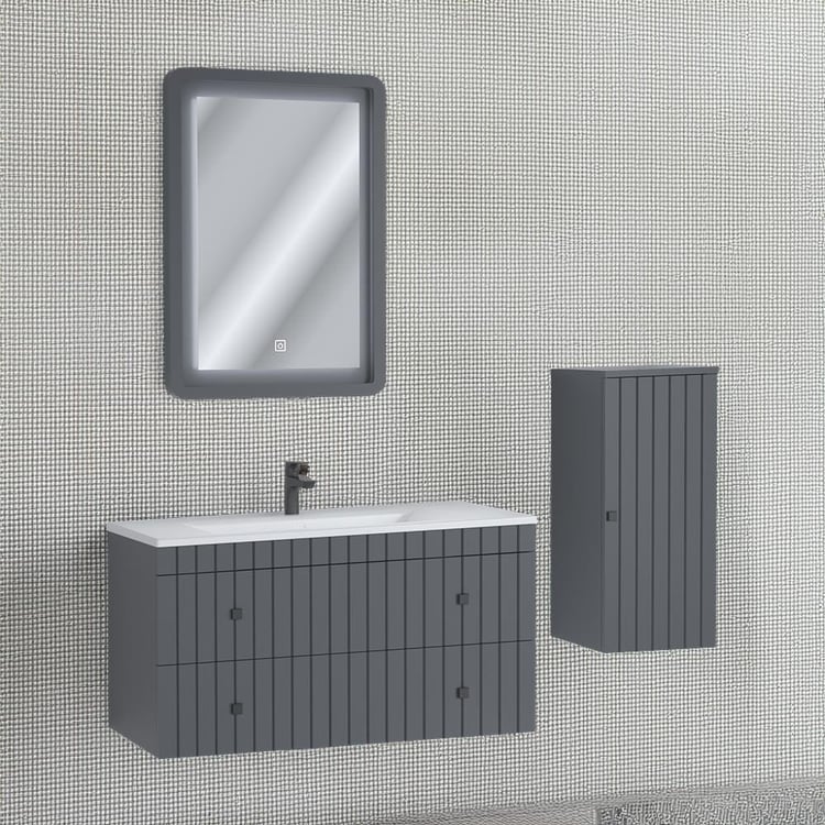 UBM Çınar Lake Boy Dolaplı Banyo Dolabı 75 CM Antirasit Gri
