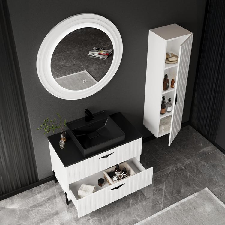 UBM Scoby Lake Boy Dolaplı Banyo Dolabı 90 CM Beyaz