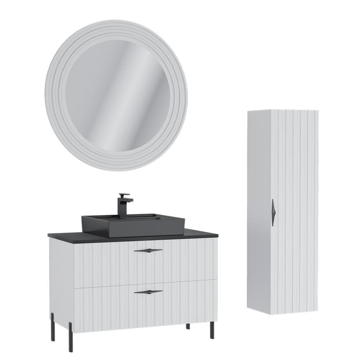 UBM Scoby Lake Boy Dolaplı Banyo Dolabı 90 CM Beyaz