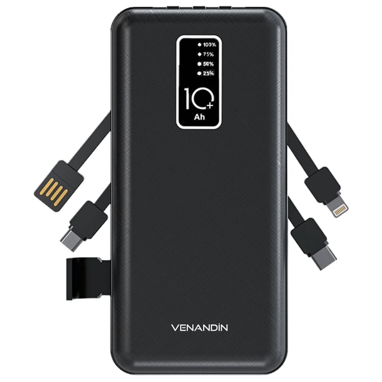 VENANDİN PWB10C1 10.000 Mah Powerbank Entegre Kablolu Dijital Göstergeli Taşınabilir Şarj Cihazı