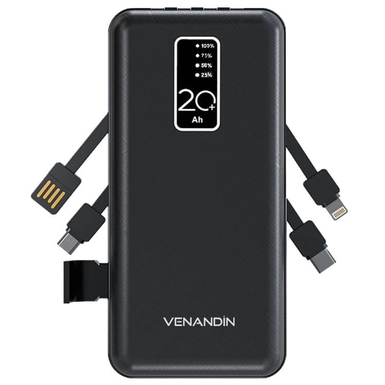 VENANDİN PWB20C1 20.000 Mah Powerbank Entegre Kablolu Dijital Göstergeli Taşınabilir Şarj Cihazı