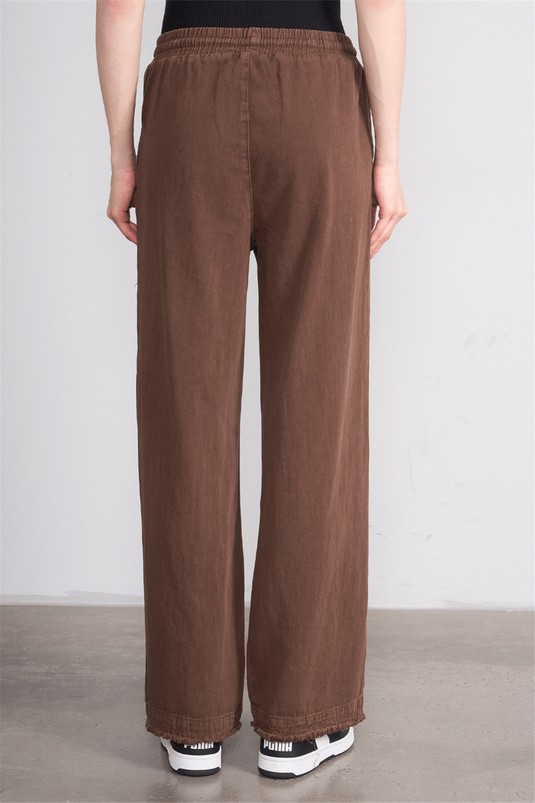 Volumex Y26 Z-233 Kahverengi Kadın Bol Gabardin Pantolon