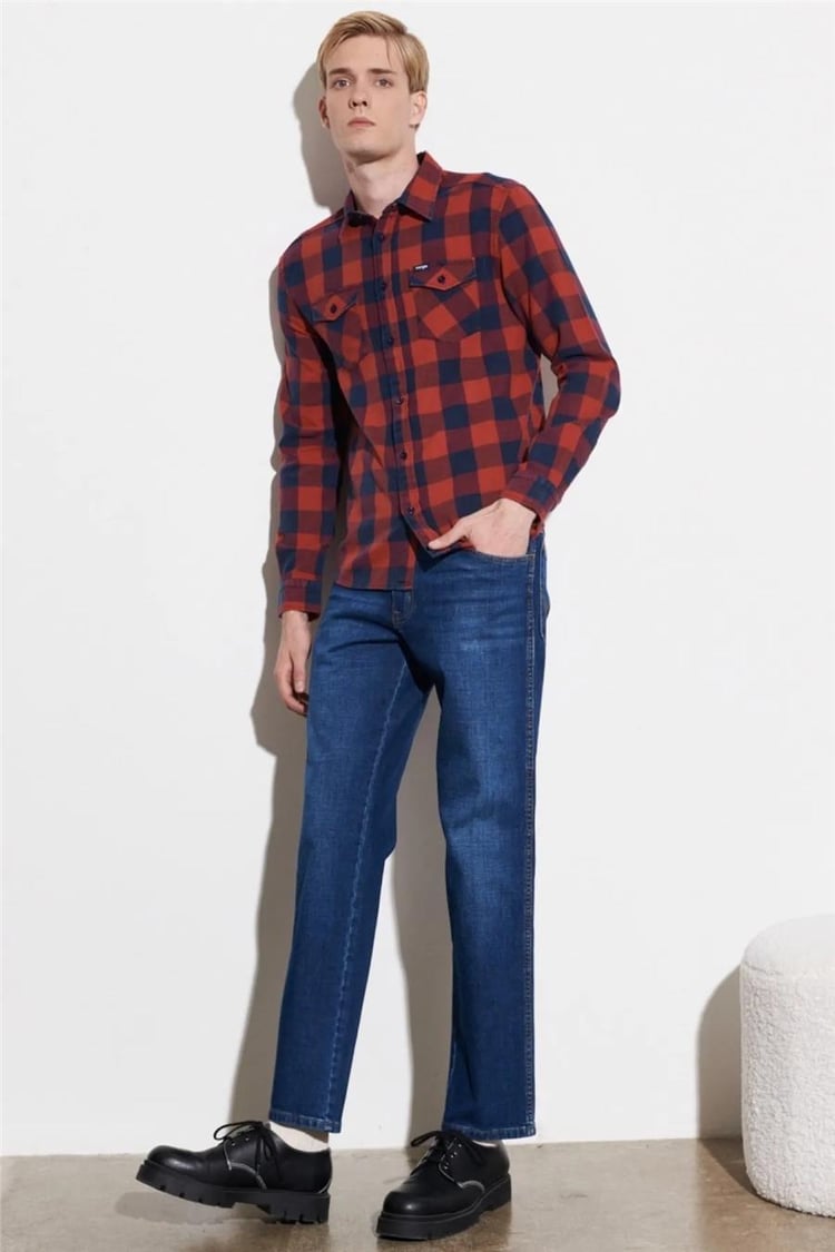 Wrangler W121 Xt Orta Mavı Erkek Texas Slım Jean Kot Pantolon