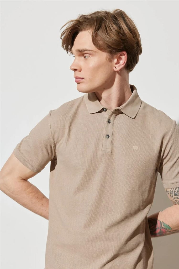 Wrangler W231325614 Beıge Erkek Polo Yaka T-Shirt