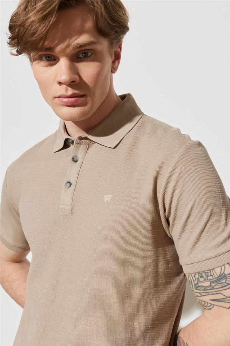 Wrangler W231325614 Beıge Erkek Polo Yaka T-Shirt