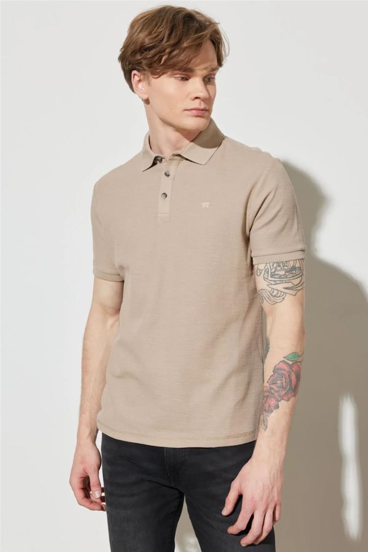 Wrangler W231325614 Beıge Erkek Polo Yaka T-Shirt