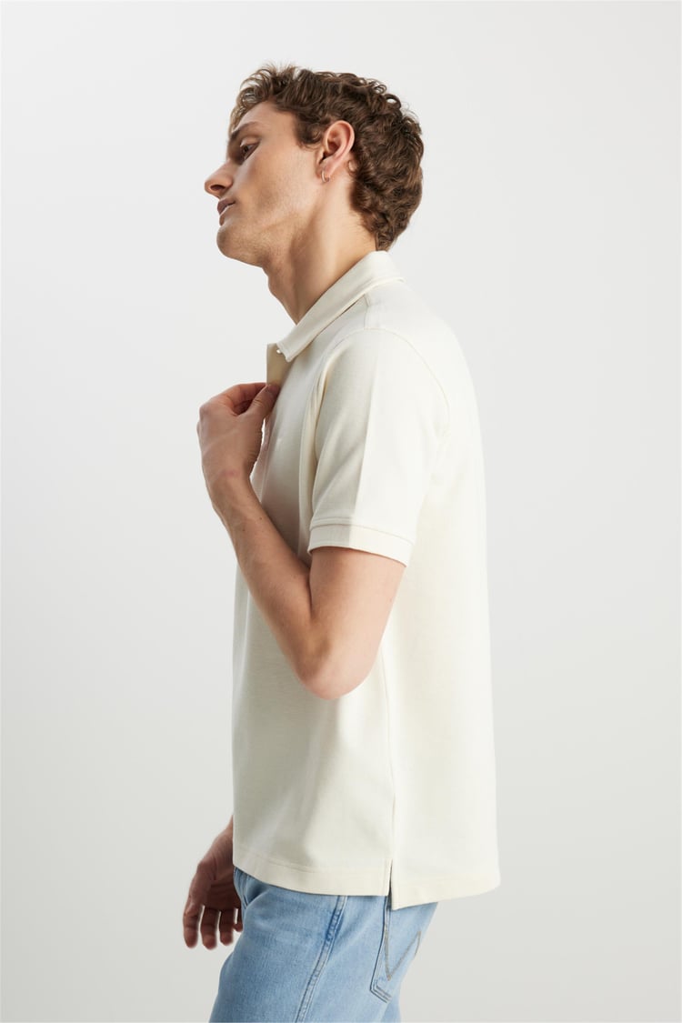 Wrangler W2510720 104 Ecru Erkek Regular Polo T-Shırt