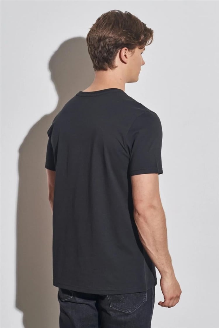 Wrangler W7H4D3Xv6 Faded Black Erkek Lıghtweıght Ss 3Color Logo Crew Neck Bisiklet Yaka T-Shirt