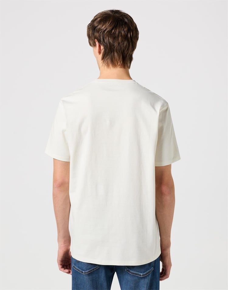 Wrangler W7Nm203877 42L Vintage White Erkek Regular Bisiklet Yaka T-Shirt
