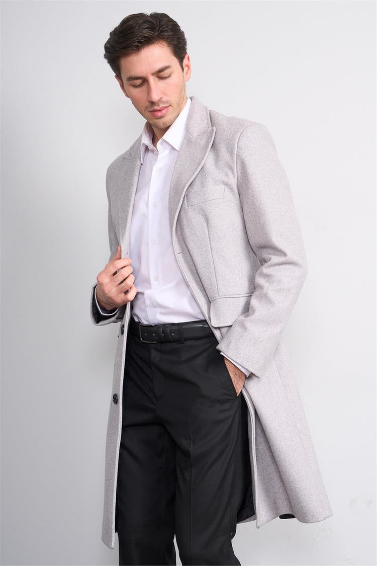 Zeyrek 00591 A.Grı Mono Yakalı Kapak Ceplı Uzun Kase Kaban