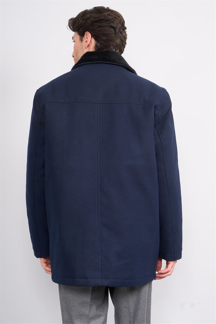 Zeyrek K26 00217 Lacıvert Cıft Yakalı Fermuarlı Kase Kaban