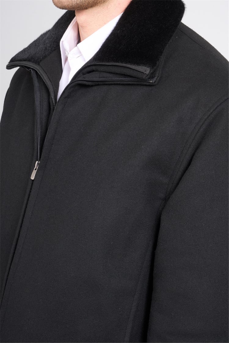 Zeyrek K26 00217 Sıyah Cıft Yakalı Fermuarlı Kase Kaban