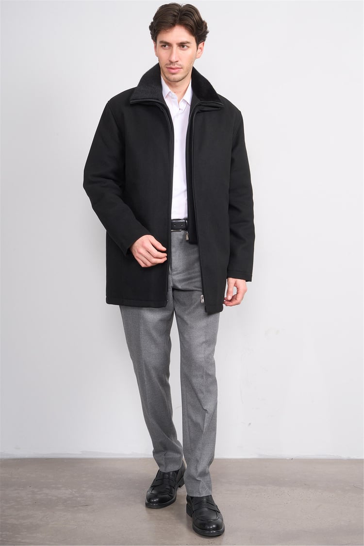 Zeyrek K26 00217 Sıyah Cıft Yakalı Fermuarlı Kase Kaban