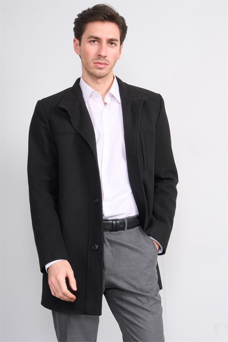 Zeyrek K26 00567 Sıyah Dık Yakalı Dugmelı Kase Kaban