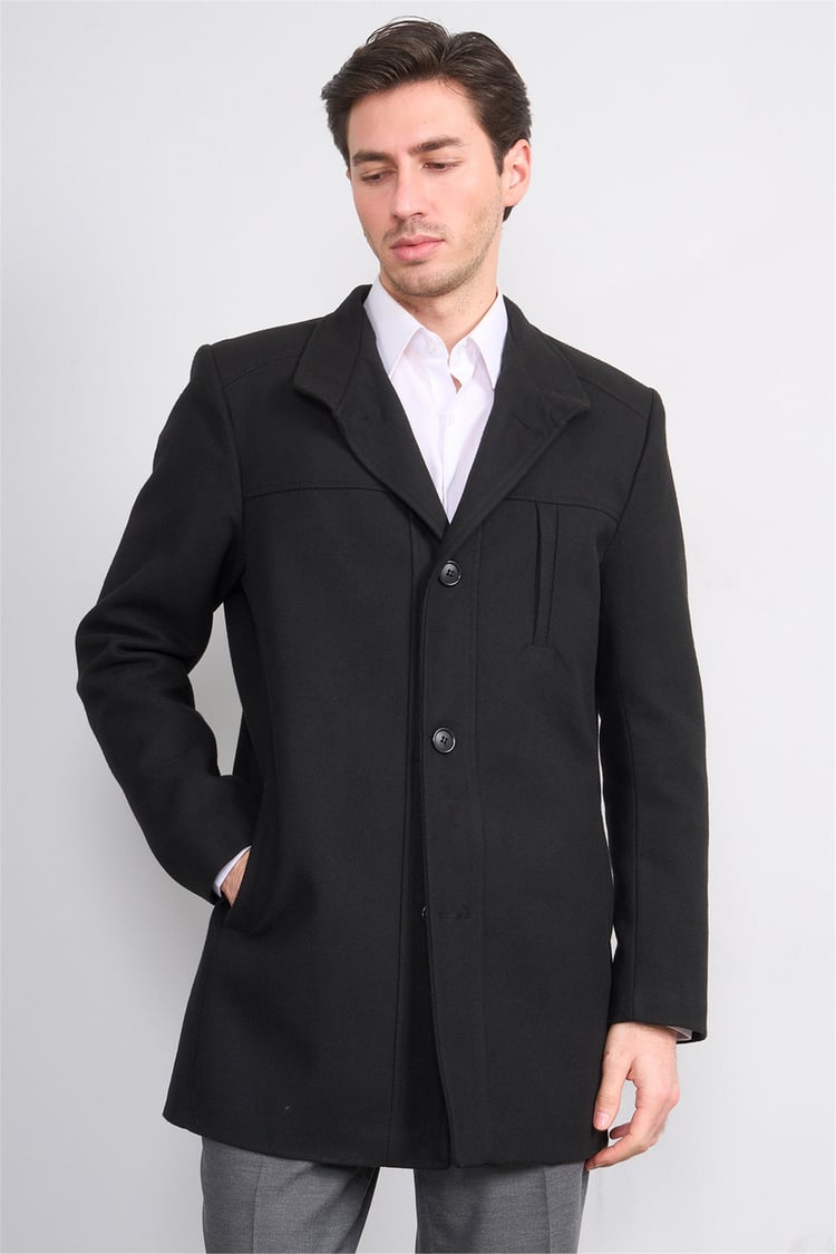 Zeyrek K26 00567 Sıyah Dık Yakalı Dugmelı Kase Kaban