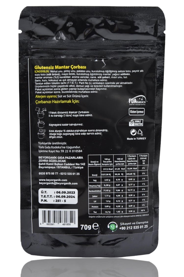 Beygurme Glutensiz Mantar Çorbası 70gr 