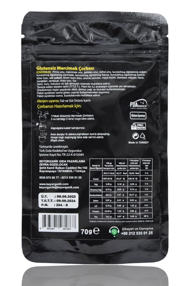 Beygurme Glutensiz Mercimek Çorbası 70gr
