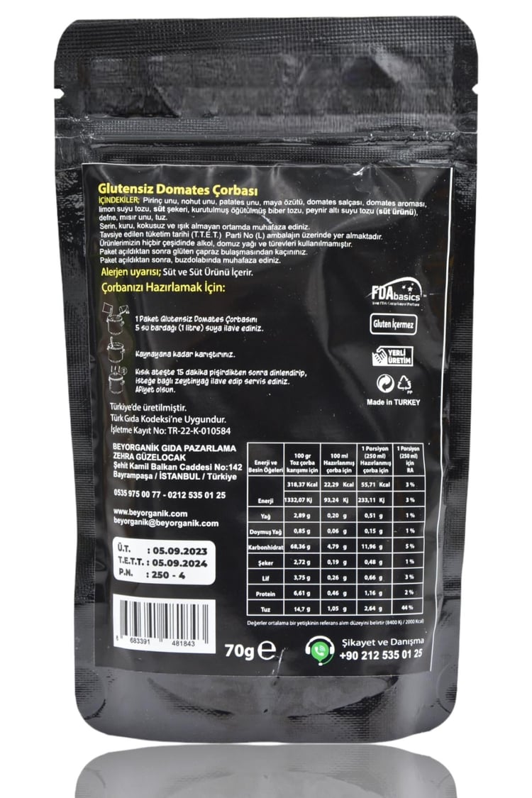 Glutensiz Domates Çorbası 70gr