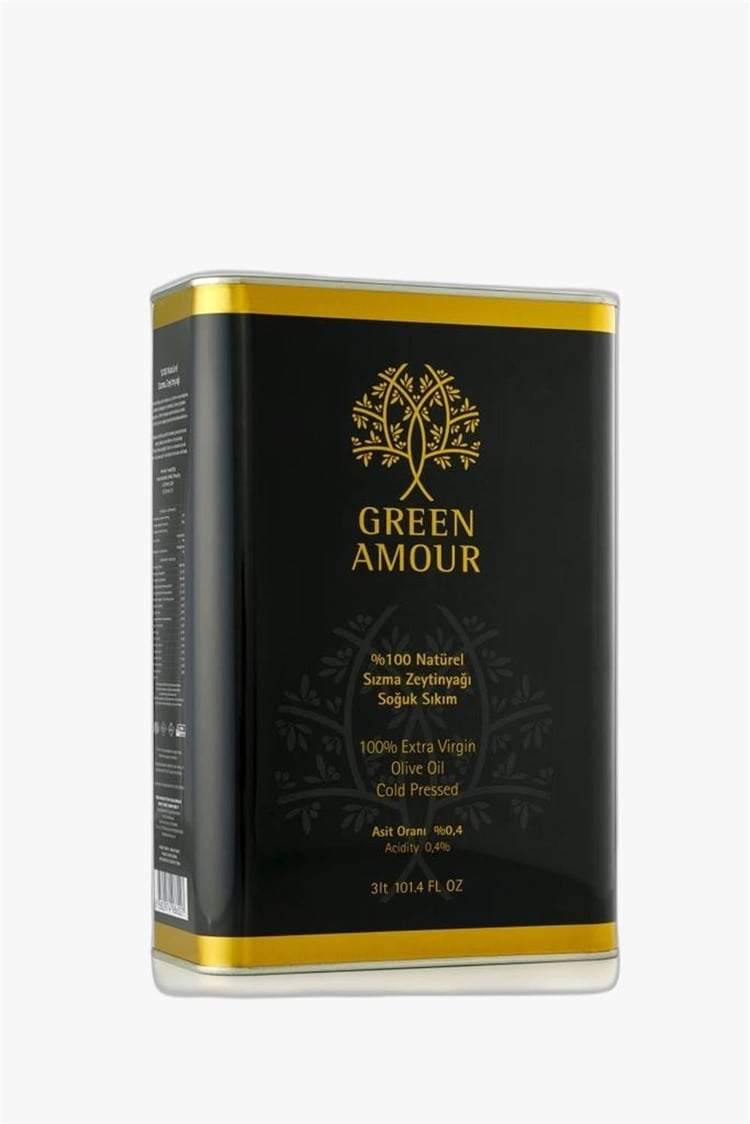 Green Amour Soğuk Sıkım, Yeni hasat, 0,3 Asit 3 lt %100 Natürel Sızma Zeytinyağı