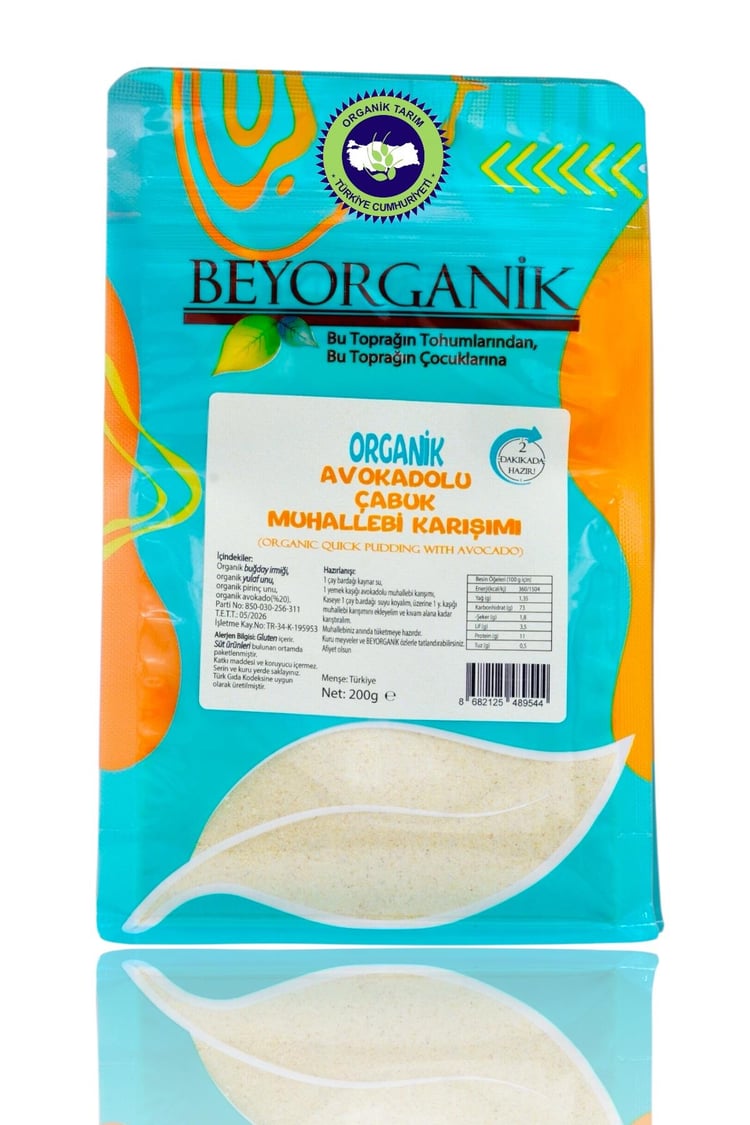 Organik Avokadolu Çabuk Muhallebi Karışımı 200gr (PESTİSİT VE AFLATOKSİN ANALİZLİ) 