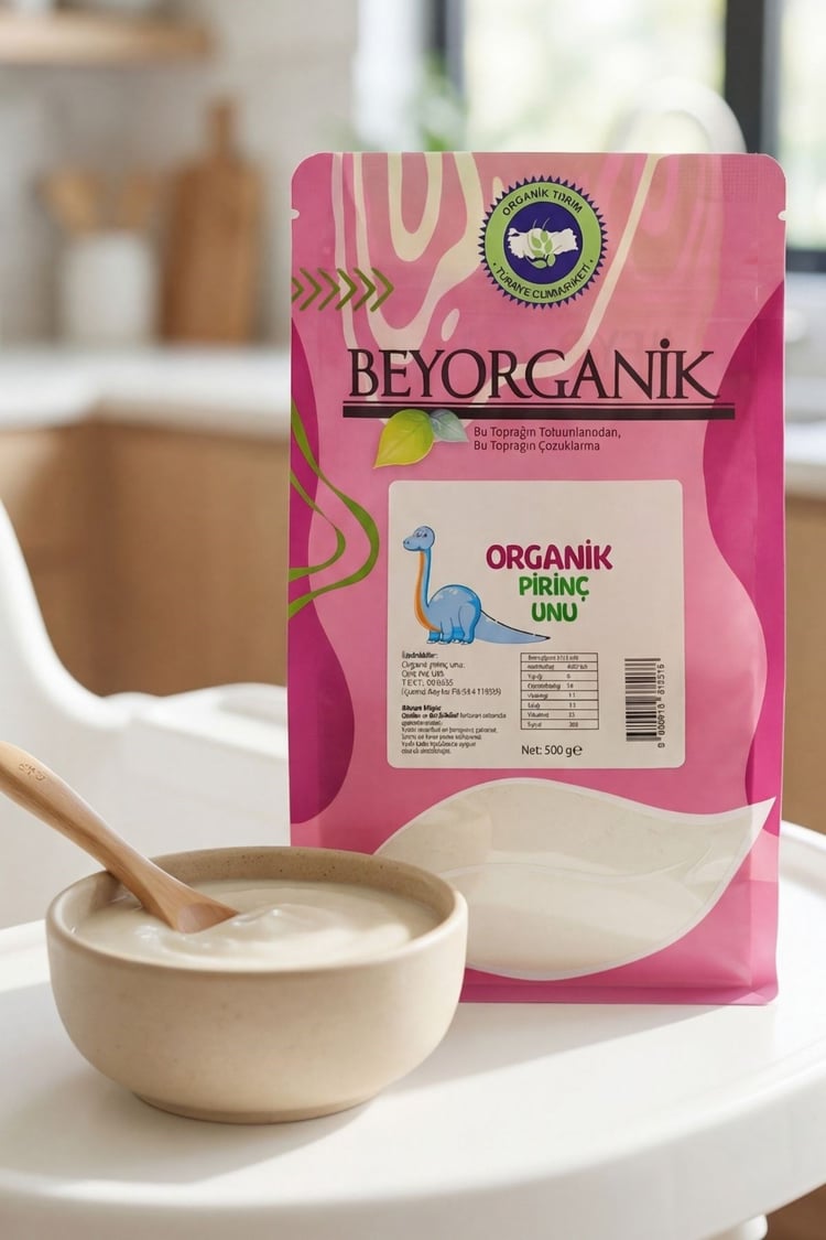 Organik Bebek Pirinç Unu 500gr +6ay    (Pestisit ve Aflatoksin Analizli)