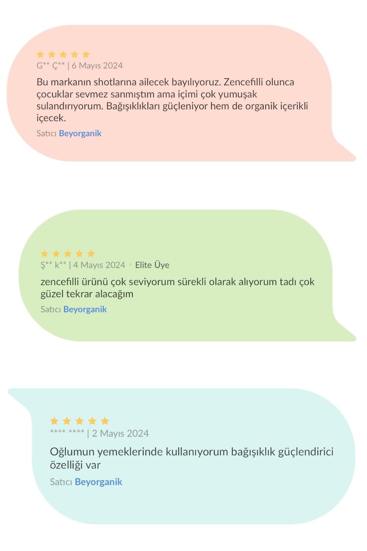 Organik BEY TONİK 3 adet     Zerdeçallı ve Zencefilli