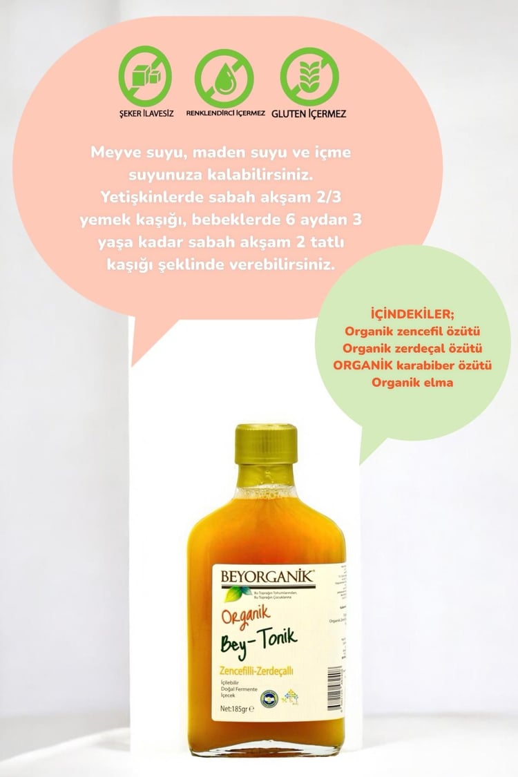 Organik BEY TONİK 3 adet     Zerdeçallı ve Zencefilli