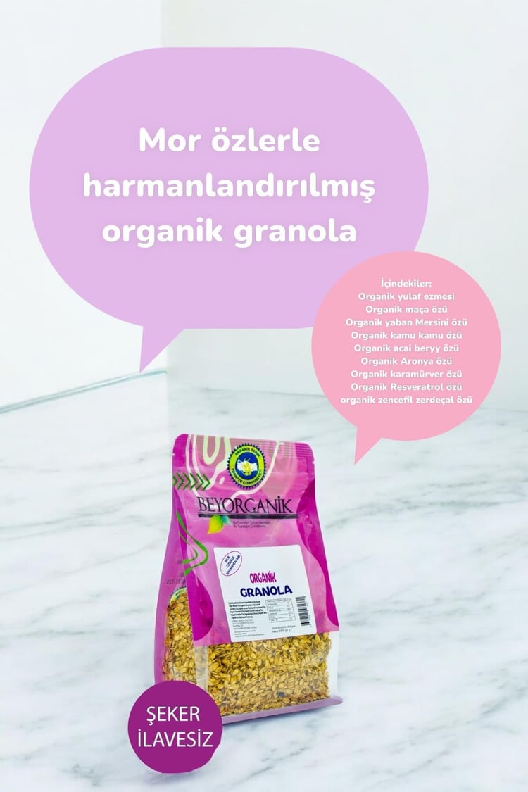 Organik Granola 350gr    Mor Özlerle Harmanlanmış