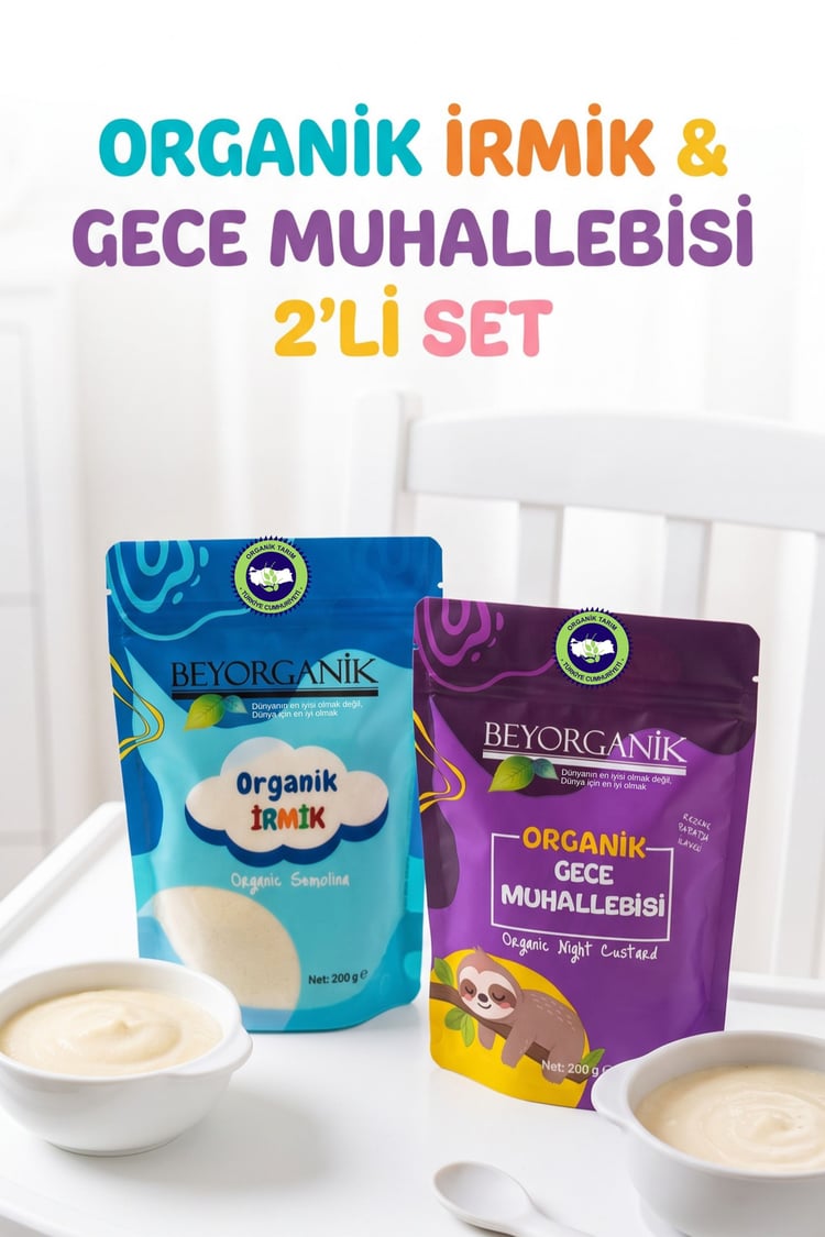 Organik İrmik 200 g ve Organik Gece Muhallebisi 200 g 2'li Ek Gıda Seti (Pestisit Analizli)