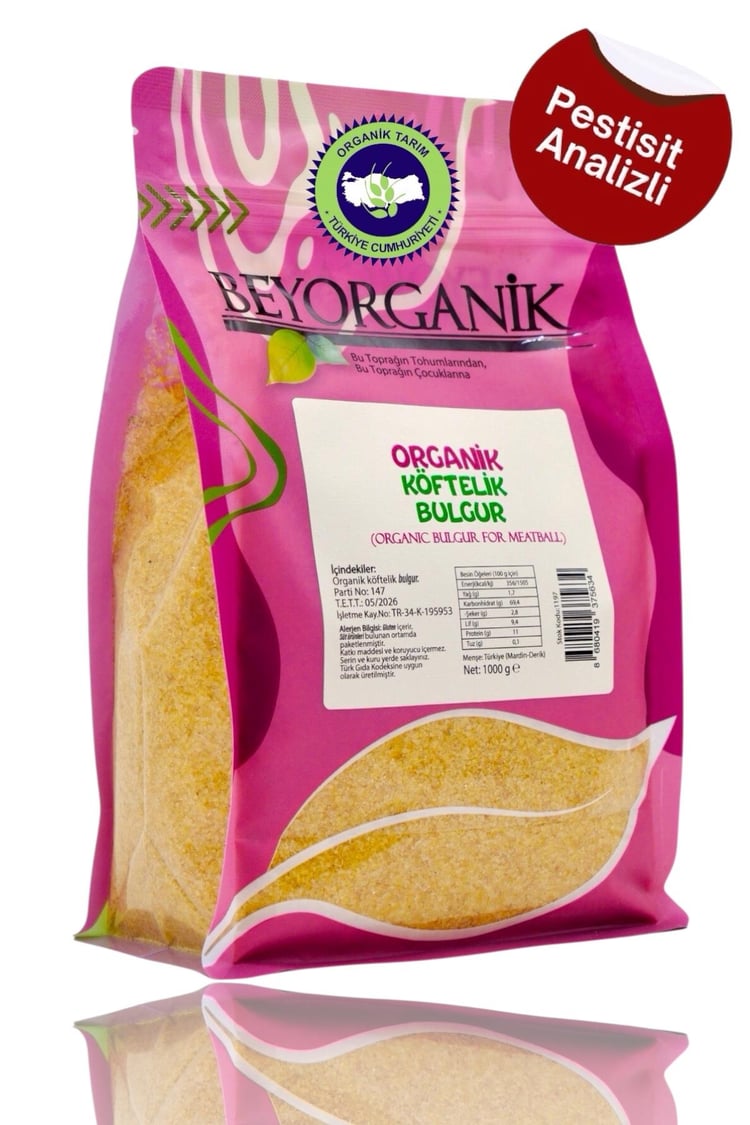 Organik Köftelik Bulgur 1kg  (Pestisit ve Aflatoksin Analizli)