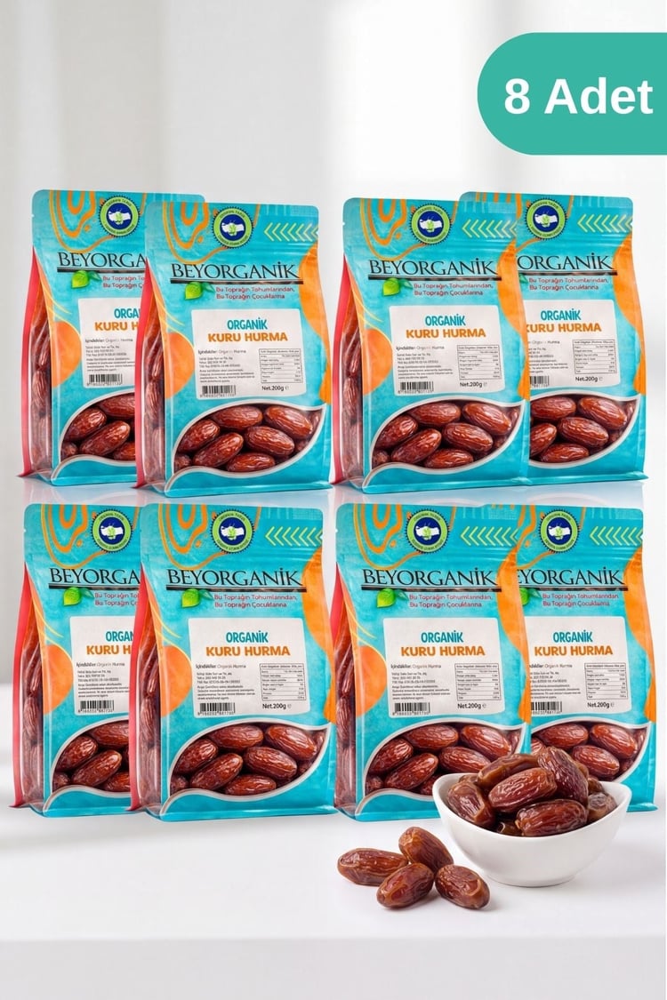 Organik Kuru Hurma 200gr 8'li  (PESTİSİT ANALİZLİ)