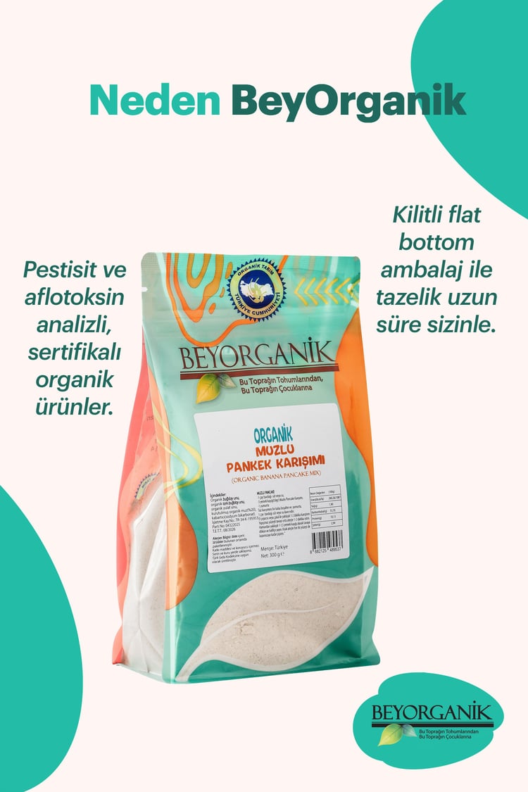 Organik Muzlu Pankek Karışımı 300 gr  (PESTİSİT VE AFLATOKSİN ANALİZLİ)