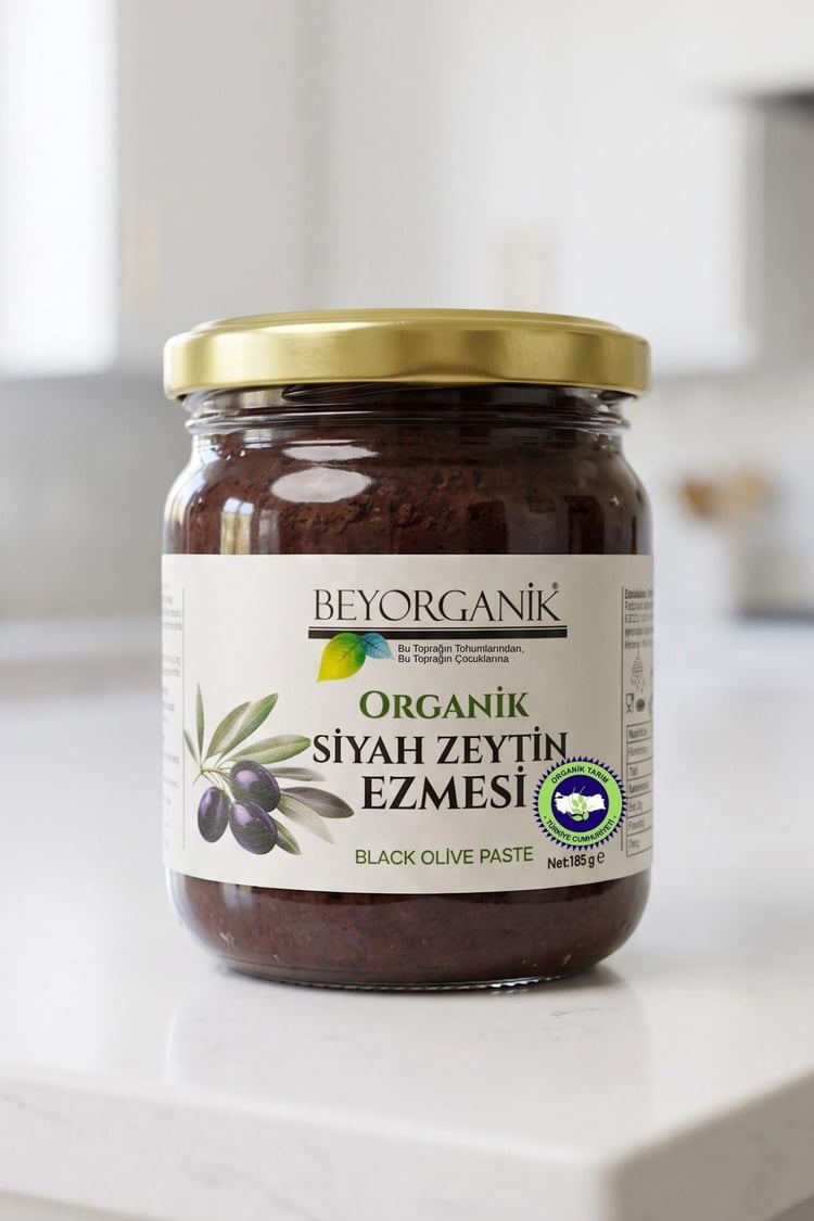 Organik Siyah Zeytin Ezmesi 185gr (Pestisit Analizli)