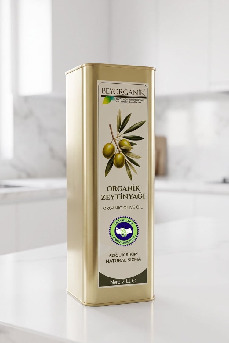 Organik Soğuk Sıkım Natürel Sızma Zeytinyağı 2 Litre Teneke (Pestisit Analizli)