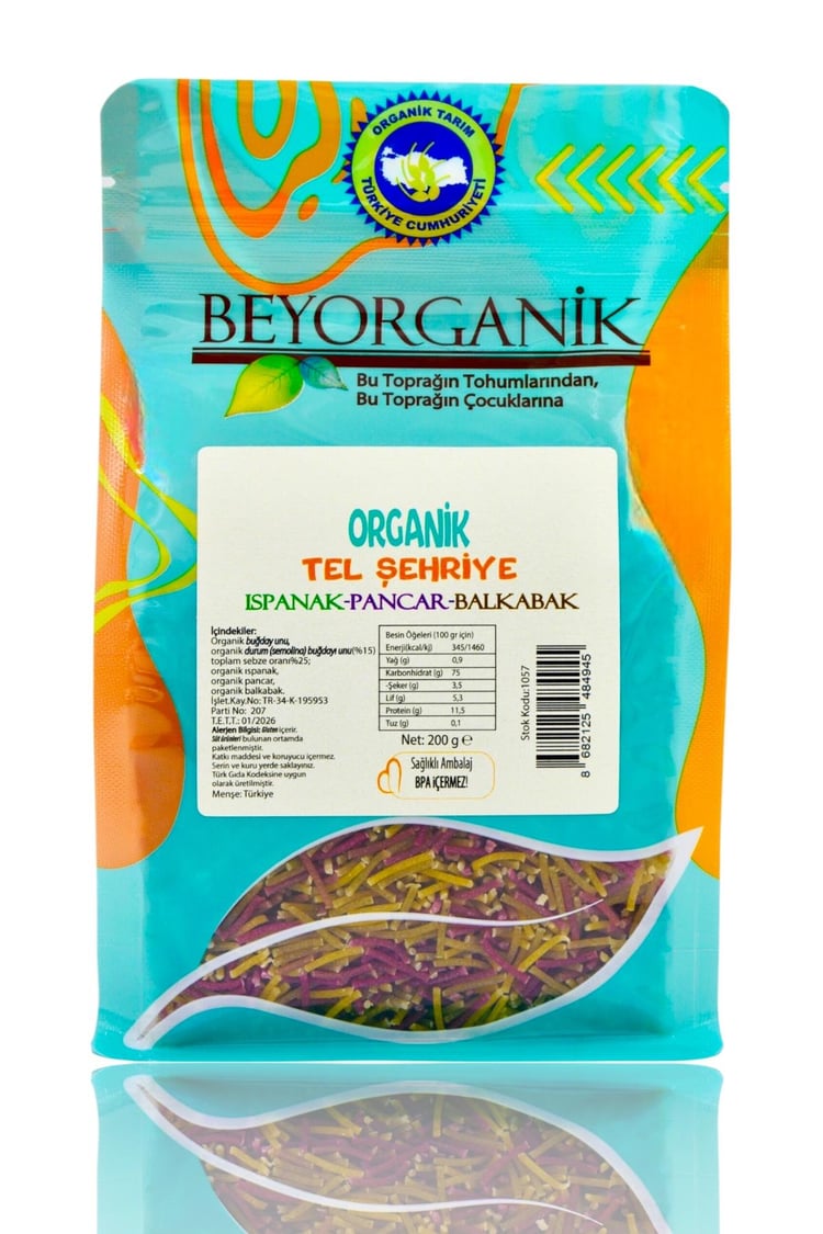 Organik Tel şehriye Ispanaklı Pancarlı Balkabaklı  200gr