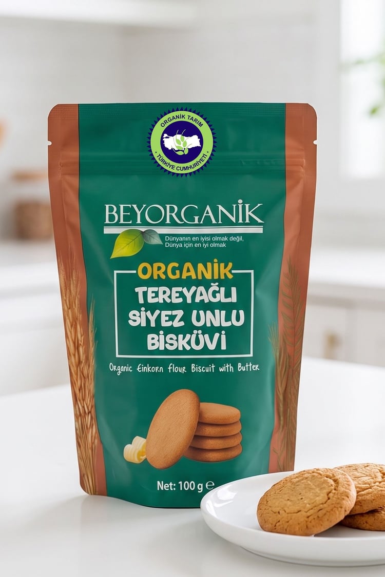 Organik Tereyağlı Siyez Unlu Bisküvi 100gr (PESTİSİT ANALİZLİ)