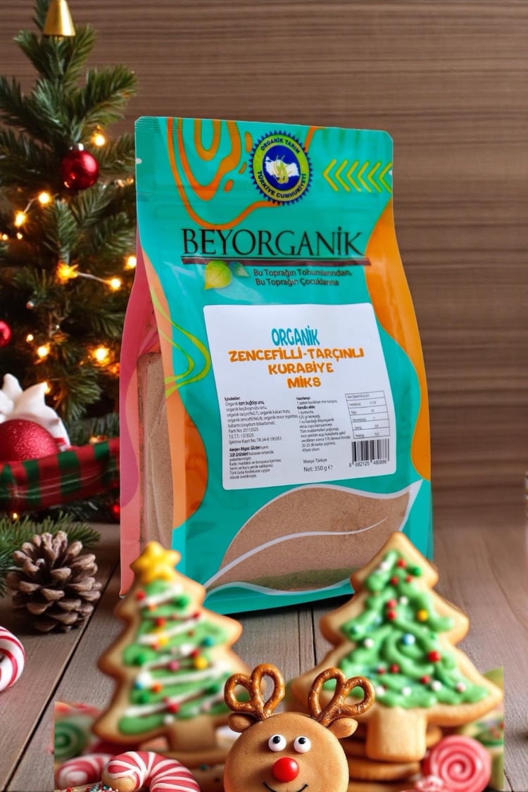 Organik Zencefilli-Tarçınlı Yılbaşı Kurabiye mix 350gr (PESTİSİT VE AFLATOKSİN ANALİZLİ) 