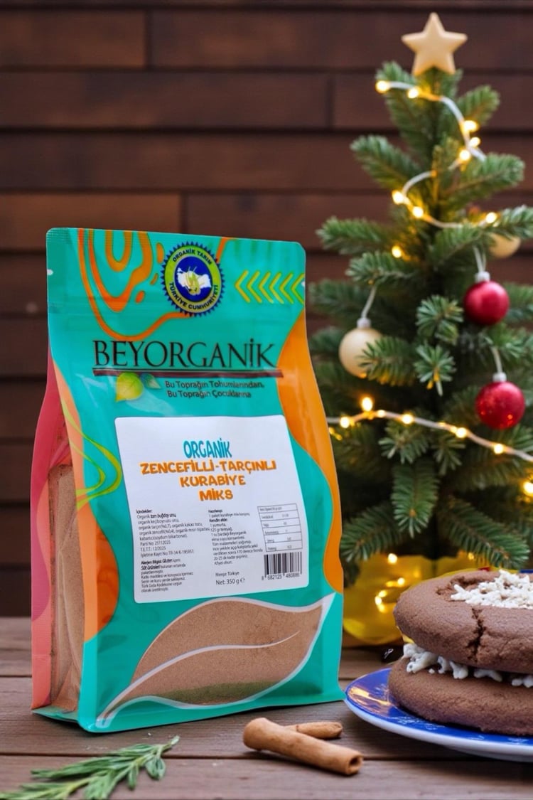 Organik Zencefilli-Tarçınlı Yılbaşı Kurabiye mix 350gr (PESTİSİT VE AFLATOKSİN ANALİZLİ) 